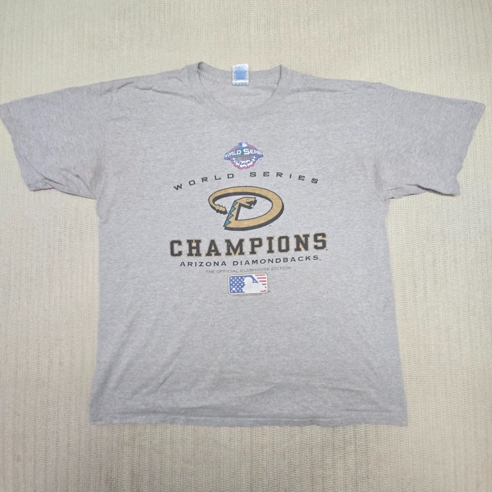 Vintage Arizona Diamondbacks Shirt Mens XL Gray 2001 World Series Champs Y2K